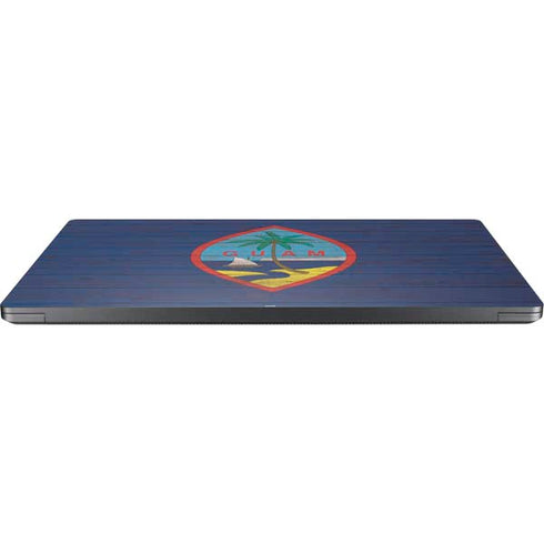 Guam Flag Dark Wood Surface Laptop 7 13.8in Skin